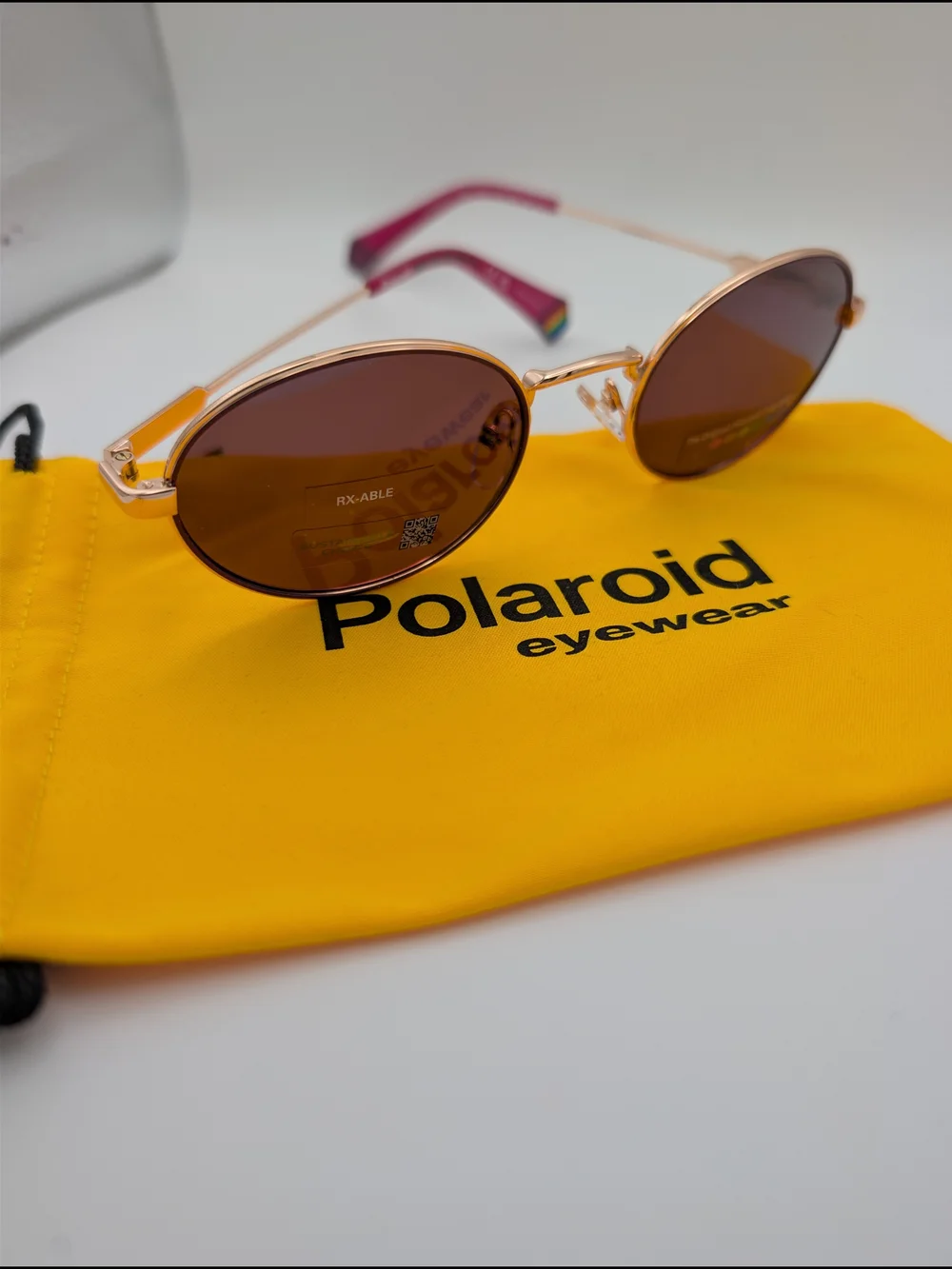 Polaroid Women’s Oval Sunglasses - Pink Frame with Brown Lenses